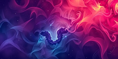 Obraz premium Abstract nebula with swirling smoke and colorful gradients in a space background design
