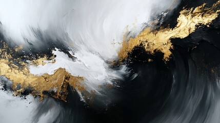 Golden strokes and fluid contrasts abstract painting art for elegant designs