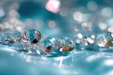 Sparkling Diamonds on Silk Fabric Close-up, Gems Reflecting Light, Luxury and Elegance, Soft Focus