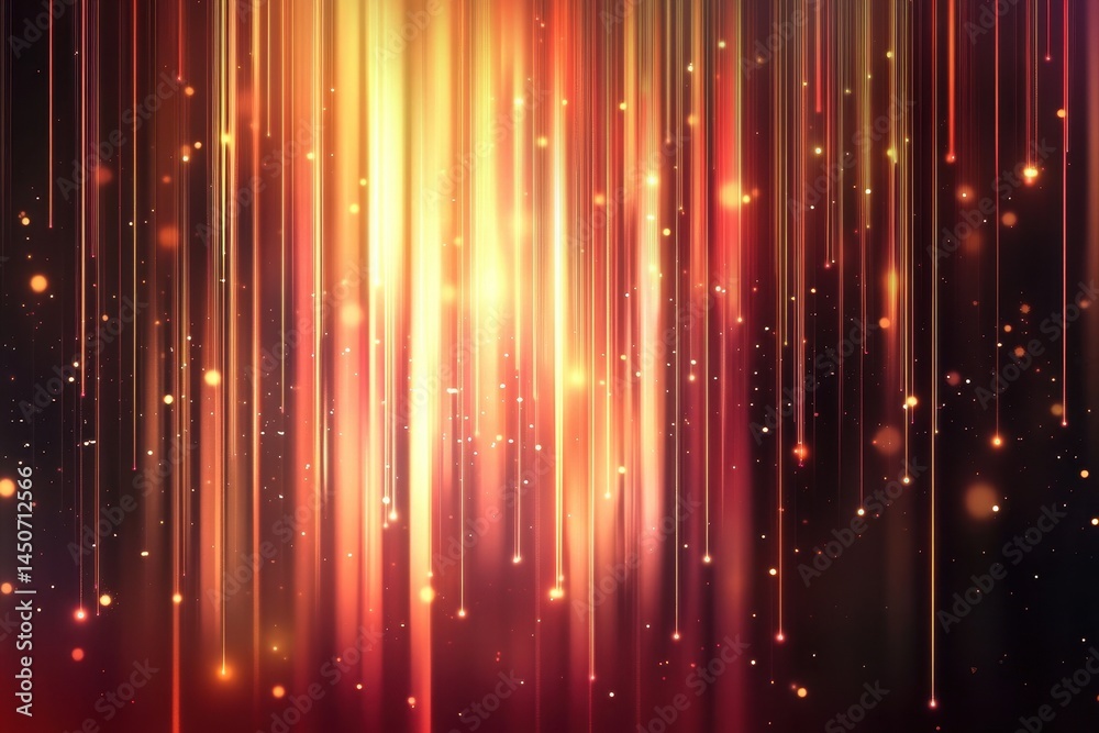 Poster Glowing mystical rays of light flowing down an enchanting dark background, magical light rays beams background video glow effect