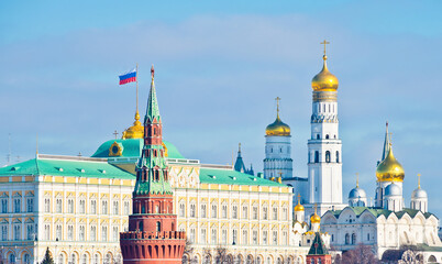 Moscow Kremlin view in sunny winter day. Moscow. Russia