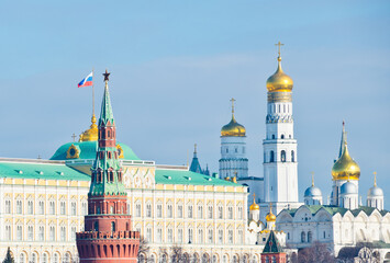 Moscow Kremlin view in sunny winter day. Moscow. Russia