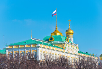 The Grand Kremlin Palace. Sunny winter day. Moscow. Russia
