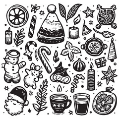 simple black and white hand drawn holiday vector illustration