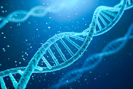 DNA Helix Structure – 3D Molecular Biology Illustration for Genetic Science" , DNA strand on a black background, 