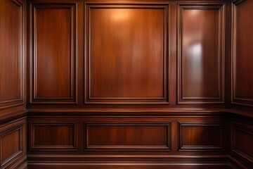 Deep Rich Mahogany Wooden Panels with a Polished Finish