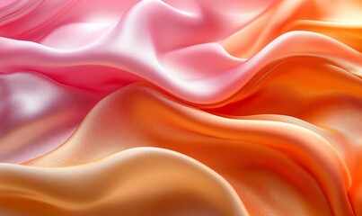 Obraz premium Draped iridescent fabric waves of pink and orange