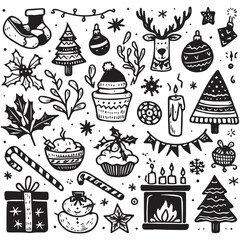 simple black and white hand drawn holiday vector illustration