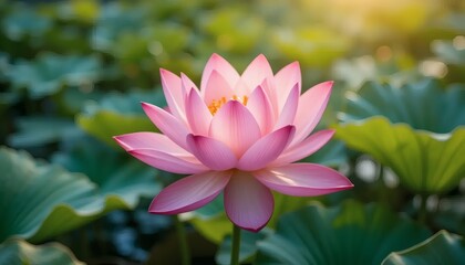 Obraz premium Serene Pink Lotus Flower in Sunlight