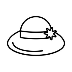 A simple line drawing of a Summer Sun Hat. Woman hat. Vector eps 10