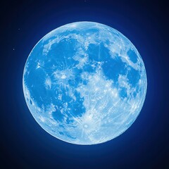 Obraz premium Ethereal Blue Moon Glowing Against a Dark Sky Celestial Body Full Moon Lunar Surface Detail