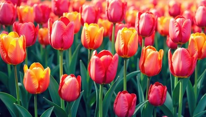 Obraz premium Bold, stylized tulip pattern, vibrant colors, modern design, style, red, design