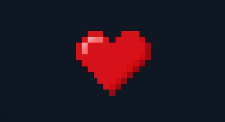 Obraz premium Red Pixel Heart Illustration on Dark Background for Gaming and Design