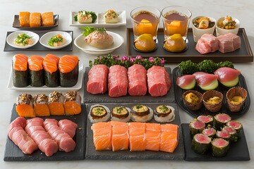 Luxurious seafood and meat platter