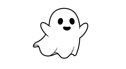 Fototapeta premium Cute Cartoon Ghost Character Illustration for Halloween Decoration or Design