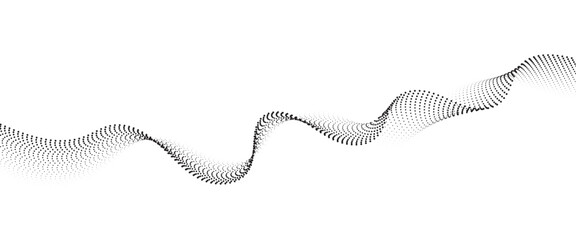 Flowing Dot Wave halftone gradient pattern on transparent background	
