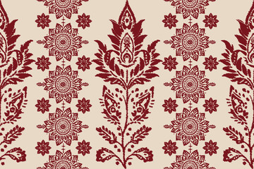 Ikat paisley floral, Abstract striped, Ethnic art. Seamless patterns, tribal, folk embroidery, and Mexican style.Aztec geometric art ornament print.Design for carpet, cover wallpaper, fabric, cloth