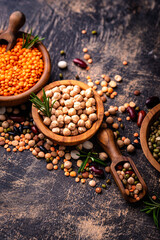 Beans, lentils, soybean, pea and chickpea