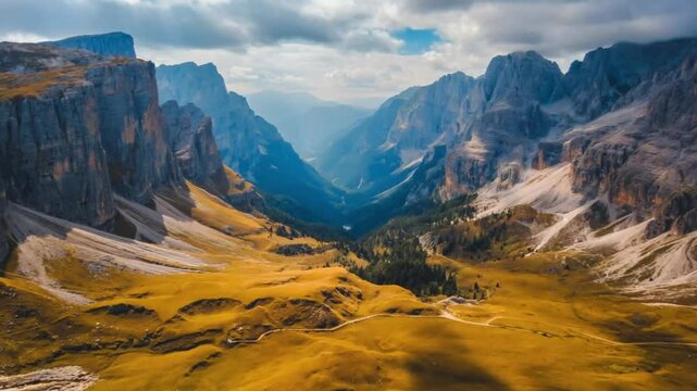 Mountain valley landscape panorama