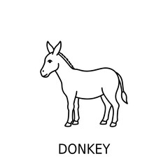 Donkey Line Art Vector Illustration for Farm Animal and Minimalist Designs