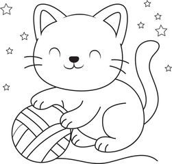 Cute adorable cat coloring pages for kids and adult