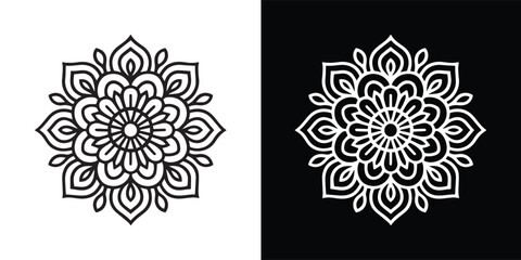 Simple mandala art,  vector line art mandala design.
