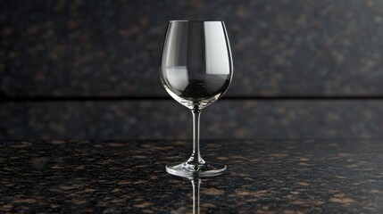 Empty wine glass on dark surface.