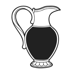 Vintage pitcher vector illustration, antique water jug drawing, old fashioned beverage container outline, jug clip art isolated on transparent background