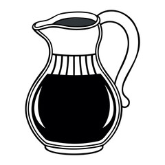 Illustration of a black liquid in a vintage pitcher for juice or beverage vector design and clip art image isolated on transparent background