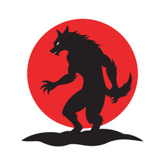 Blood Werewolf Roaring Moon Silhouette