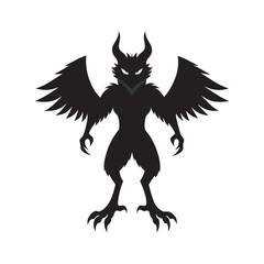 Fototapeta premium Flying Harpy In Sky Silhouette Design