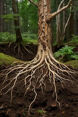 Majestic Tree Roots Deeply Anchored in the Earth, Embracing the Beauty and Simplicity of Nature's Eternal Strength