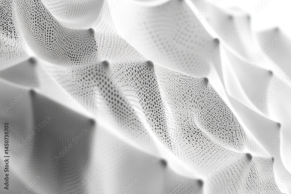 Poster abstract geometric waveform with triangular surface mesh creating intricate patterns, abstract geome
