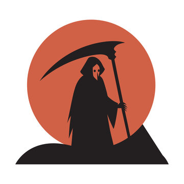 recommend clip art: Moon Reaper Holding Scythe Silhouette