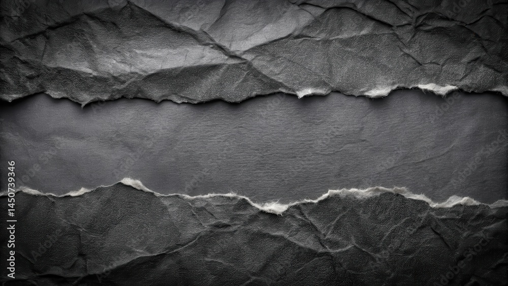 Aufkleber Textured Black Ripped Paper with Torn Edges and a Central Empty Space for Text or Design