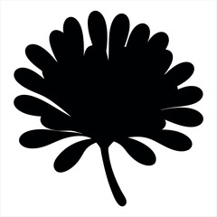 Stylized Black and White Leaf Silhouette Design with Rounded Lobes