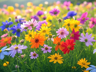 Fototapeta premium colorful flowers in the garden. AI GENERATIVE.