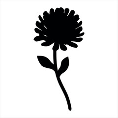 Detailed silhouette of a single clover flower with stem and leaves