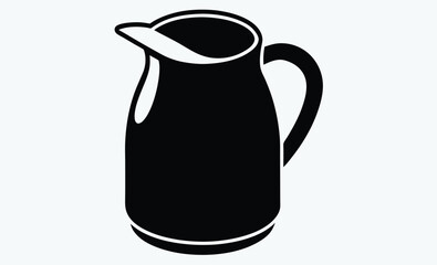 Milk pitcher silhouette, classic jug icon, vintage milk container, simple pitcher graphic