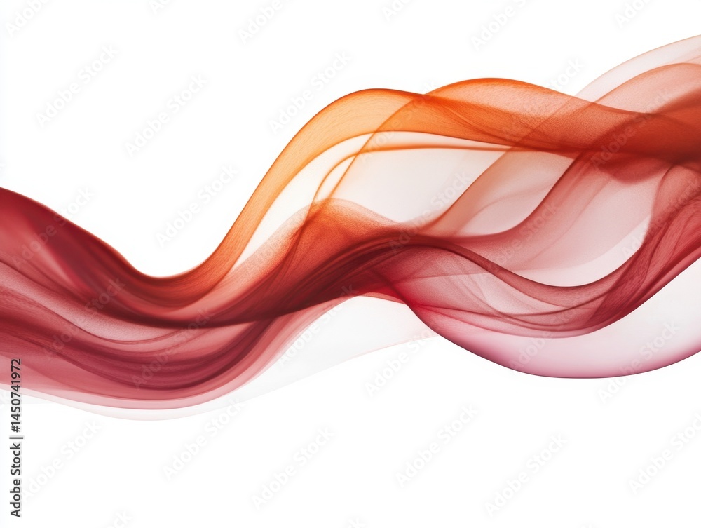 Poster abstract flowing fabric in shades of red and orange on a white background creating a dynamic and ele