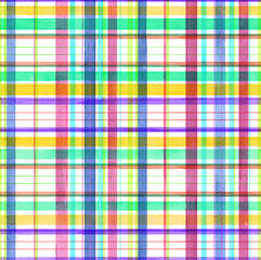 watercolor check design. elegant design  for textile  material. beautiful multicolored seamless pattern.  hand drawn watercolor check pattern. unique colorful design .