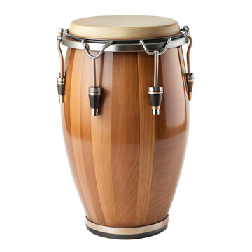 Wooden conga drum on transparent background.
