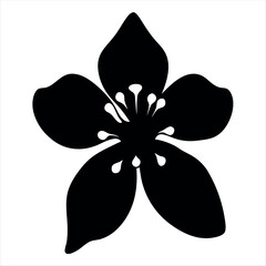 Five petal flower in a dark silhouette against a white background