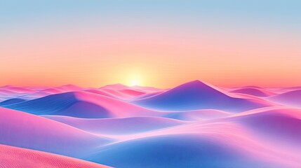 Pastel colored desert landscape at sunrise.