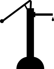 Hand pump or manual pump icon. Consist of spout deep well, lever handle, pipe and body above ground at outdoor, garden for suction source groundwater from shallow borehole at countryside isolated.