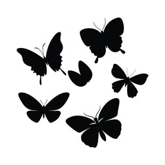 black flying butterflies vector silhouette illustration clean