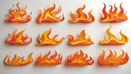 Collection of Paper Cut Fire Flames 12 Unique Designs for Digital and Print Projects