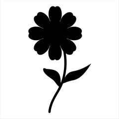 Black and white flower with petals on a stem vector illustration