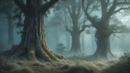 Enchanted Forest Mystical Fog and Ancient Trees