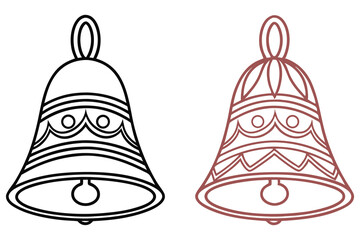 Two bell outline icons display decorative line work and classic shapes against a white background